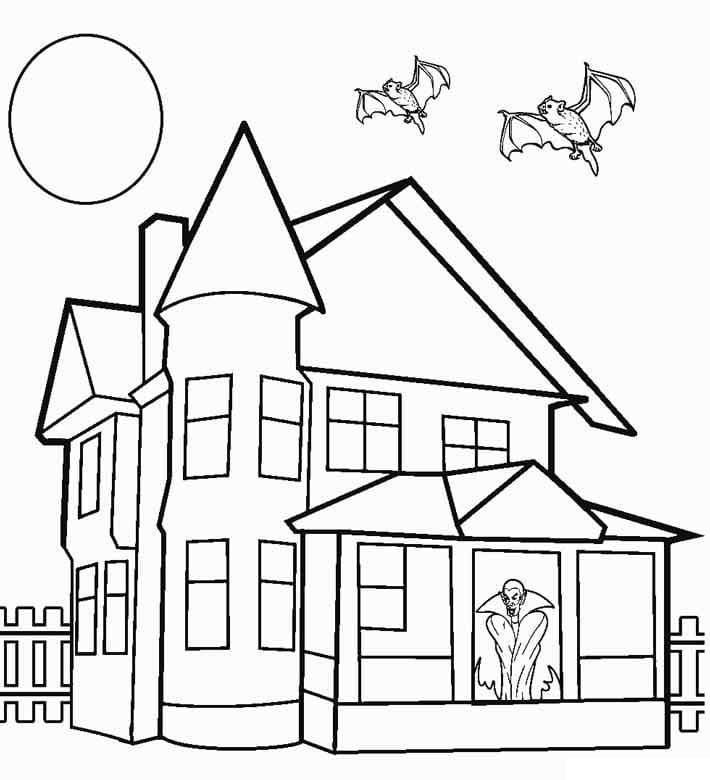 Free Printable Haunted House coloring page