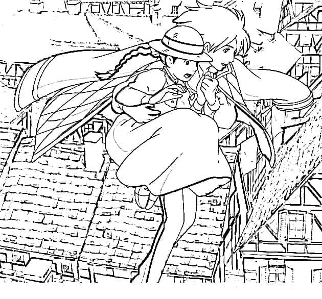 Free Printable Howl’s Moving Castle coloring page