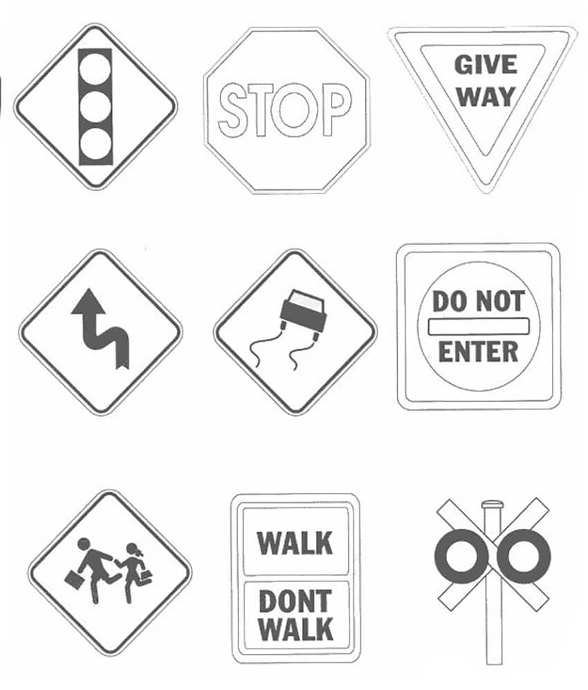 Free Road Signs coloring page - Download, Print or Color Online for Free