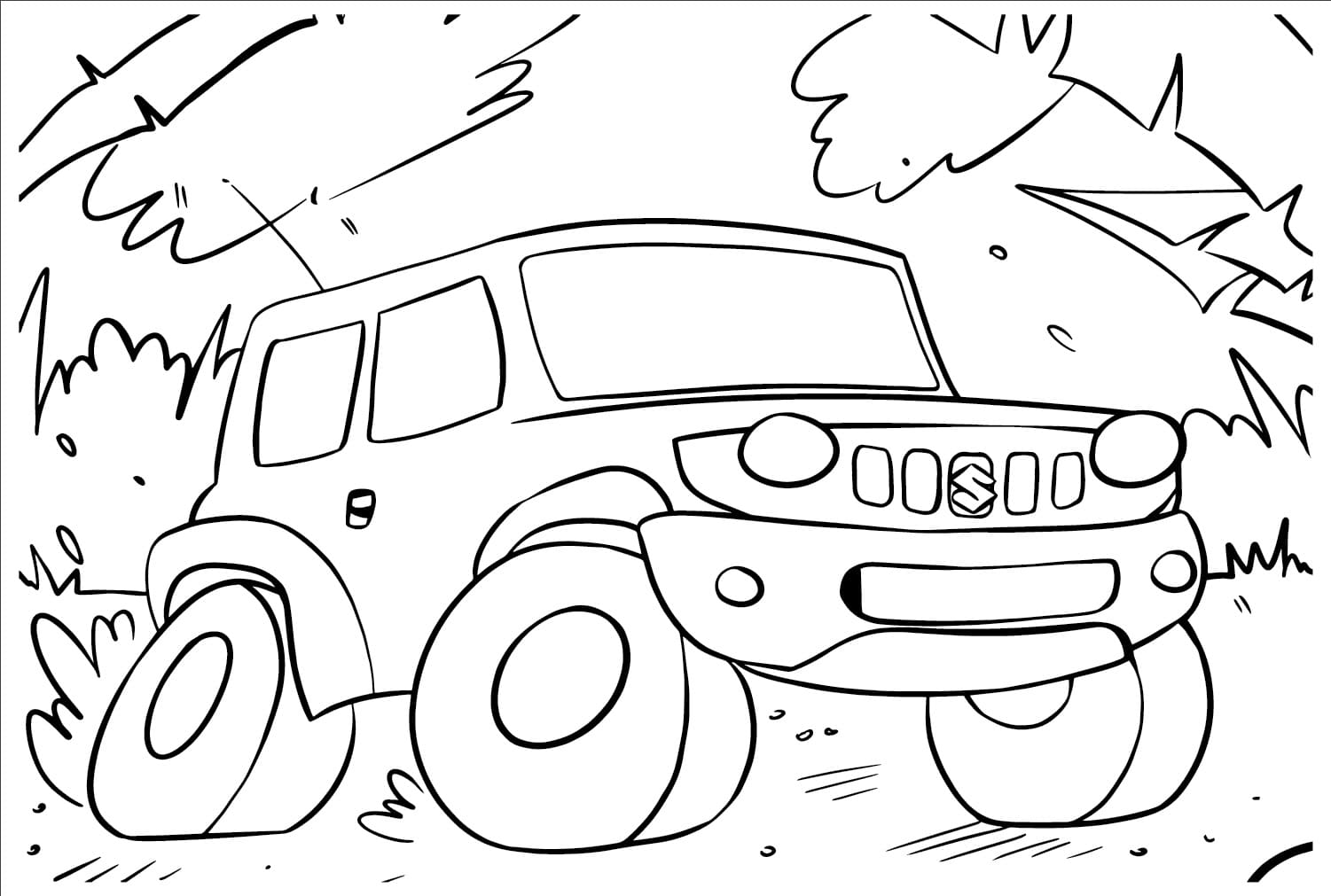 Funny Suzuki Car coloring page