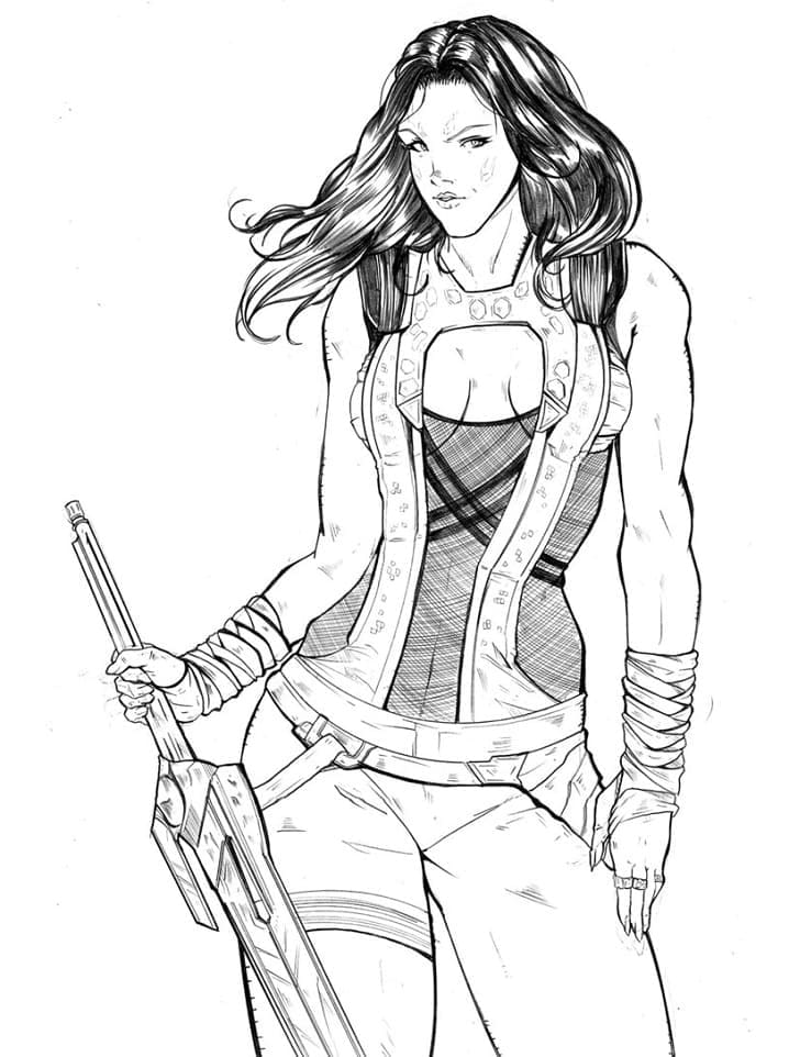 Gamora with Sword coloring page