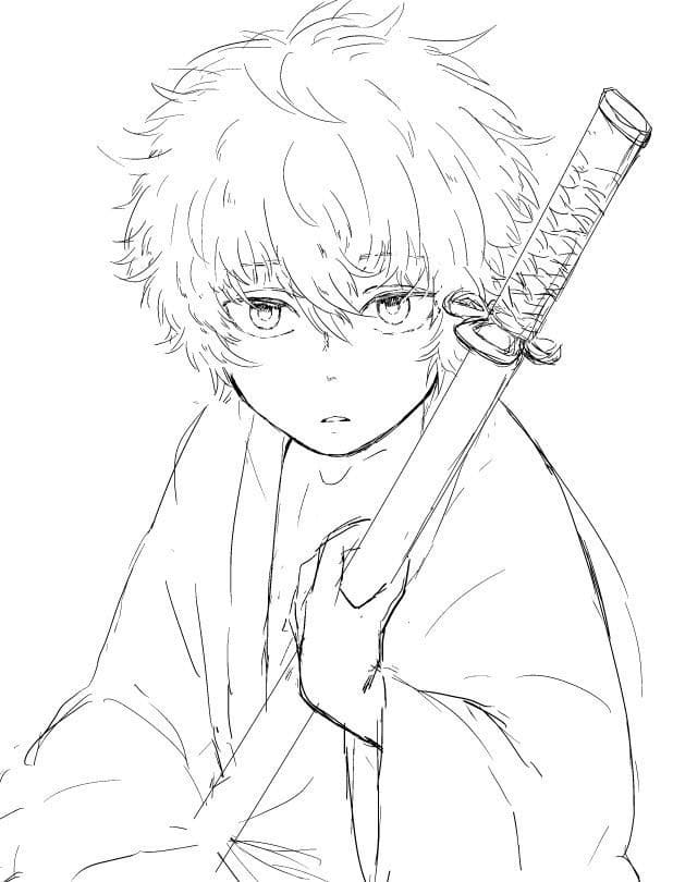 Gintoki from Gintama coloring page