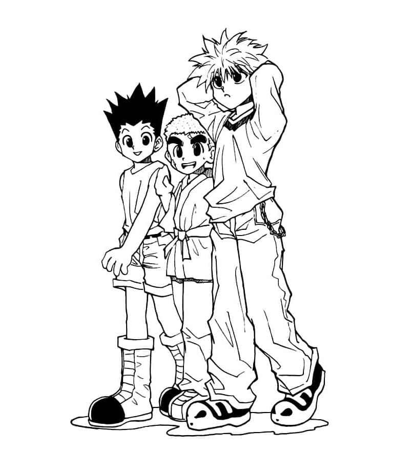 Gon Freecss and Friends coloring page - Download, Print or Color Online ...