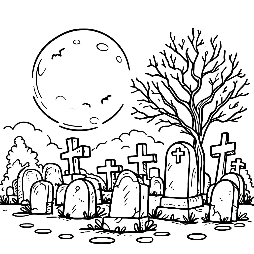 Halloween Cemetery Image coloring page - Download, Print or Color ...