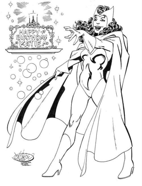 Happy Scarlet Witch coloring page