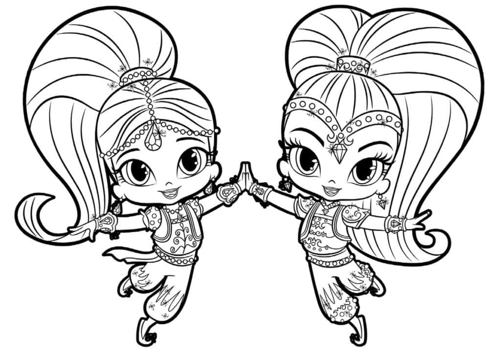 Happy Shimmer and Shine coloring page