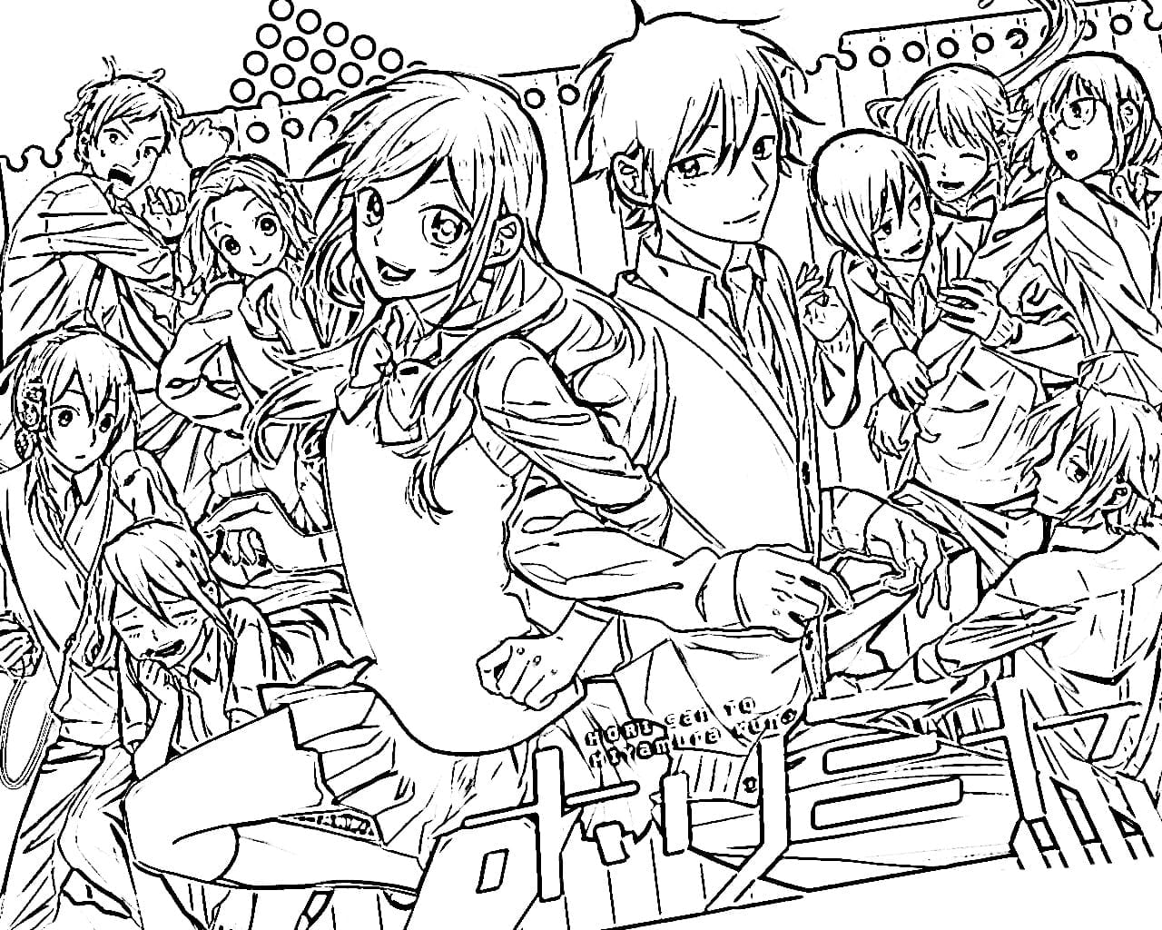 Horimiya Characters coloring page