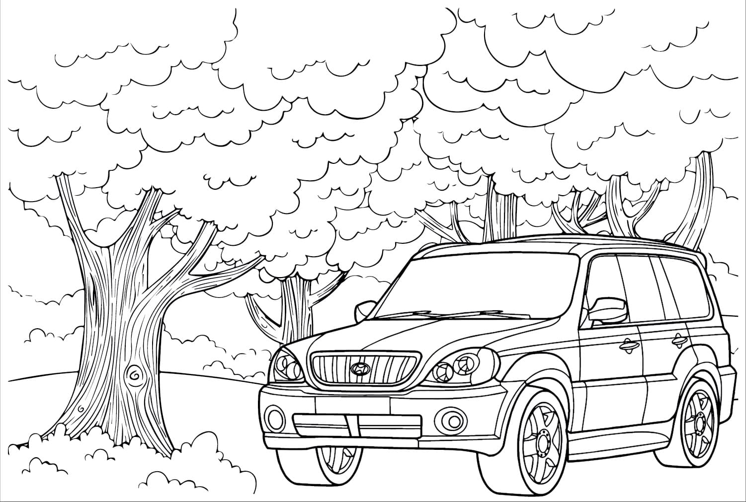 Hyundai Car in the Jungle coloring page - Download, Print or Color ...