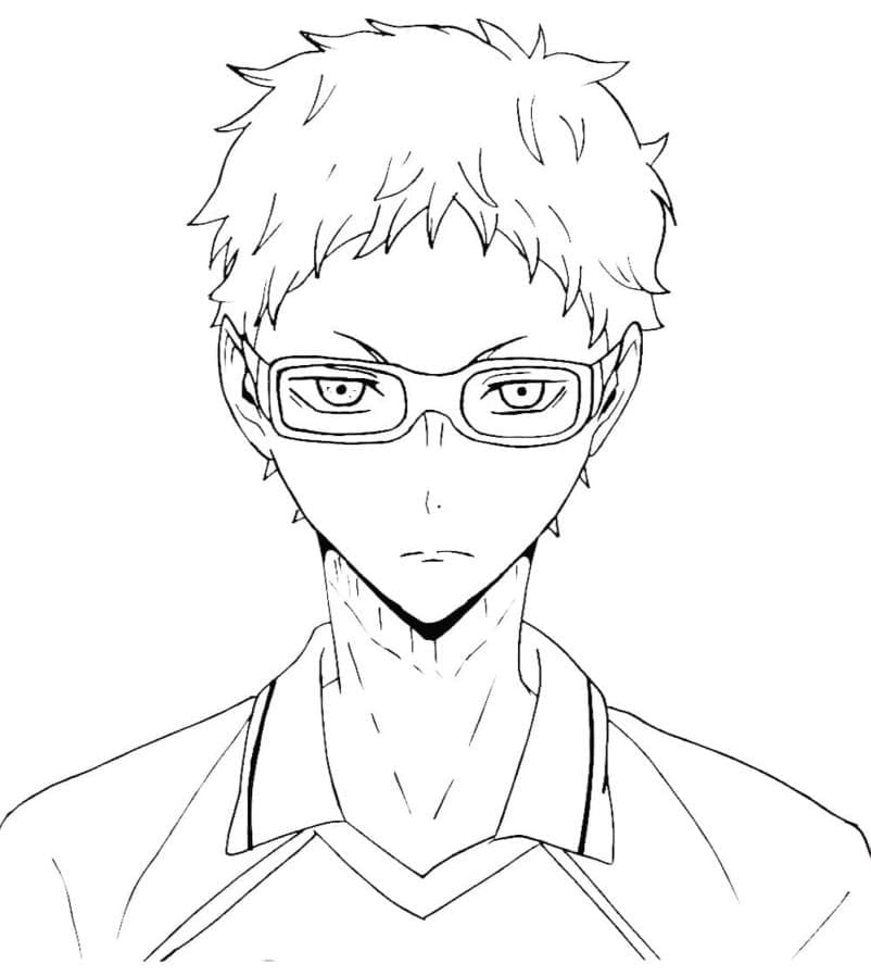 Kei Tsukishima in Anime Haikyuu coloring page