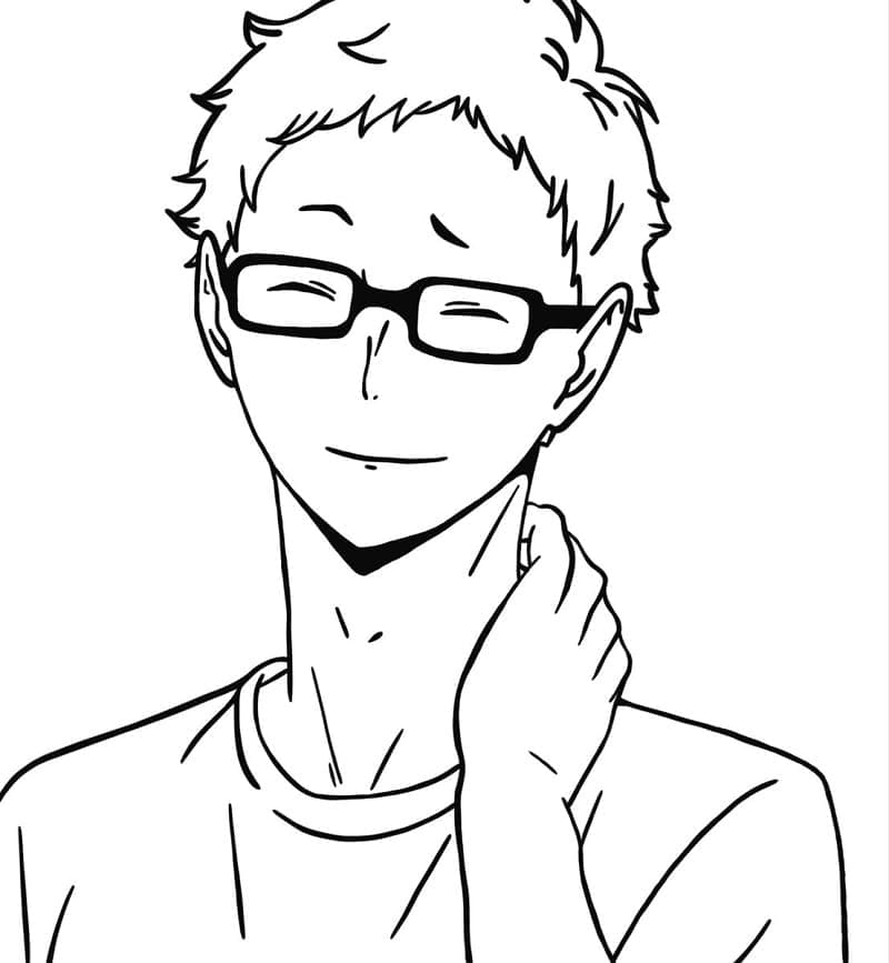 Kei Tsukishima Smiling coloring page