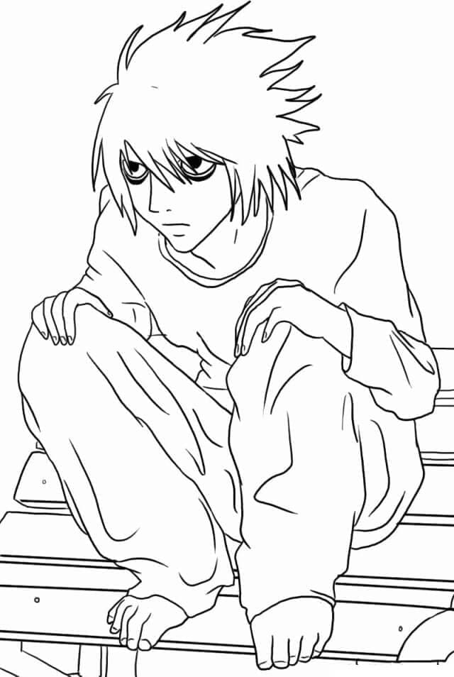 L from Anime Death Note coloring page