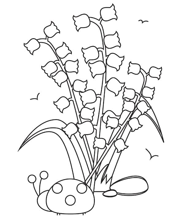 Lily of the Valley and Ladybug coloring page