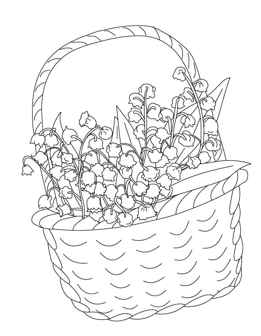 Lily of the Valley Basket coloring page