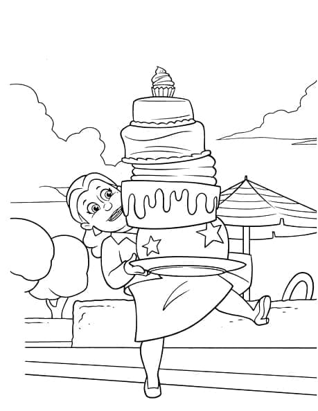 Mayor Goodway and Big Cake coloring page