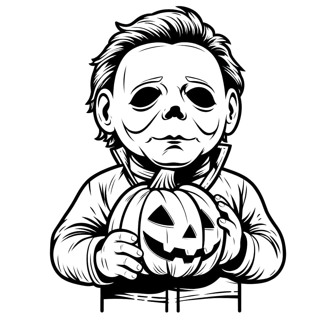 Michael Myers And Pumpkin Coloring Page Download Print Or Color 