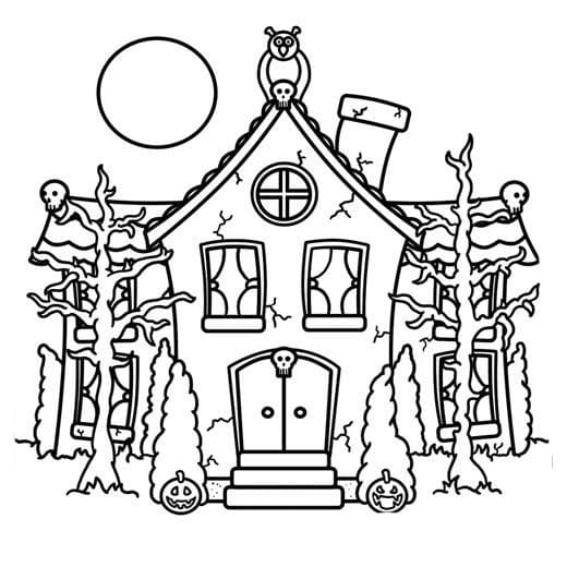 Print Haunted House coloring page