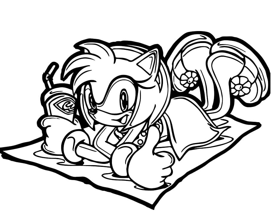 Relaxing Amy Rose coloring page