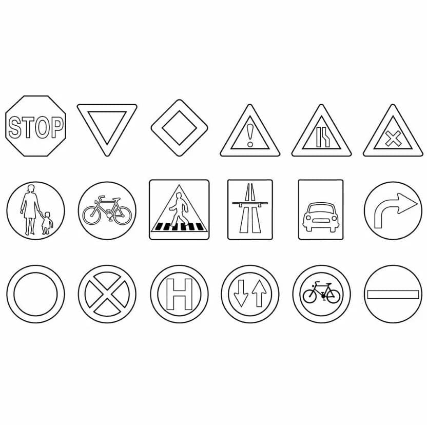 Road Signs Image coloring page - Download, Print or Color Online for Free