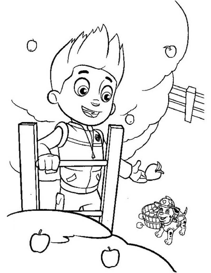 Ryder with Marshall coloring page