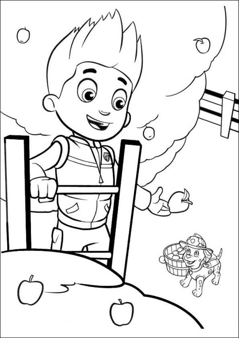 Ryder with Marshall Paw Patrol coloring page