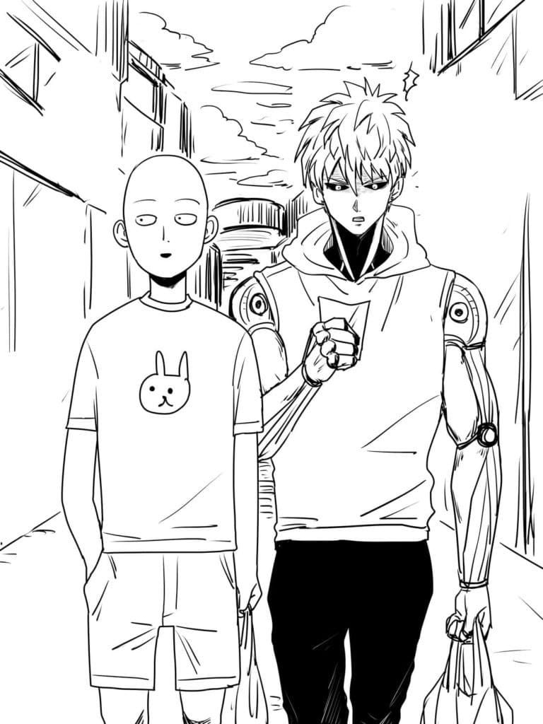 Saitama and Genos from One Punch Man coloring page - Download, Print or ...