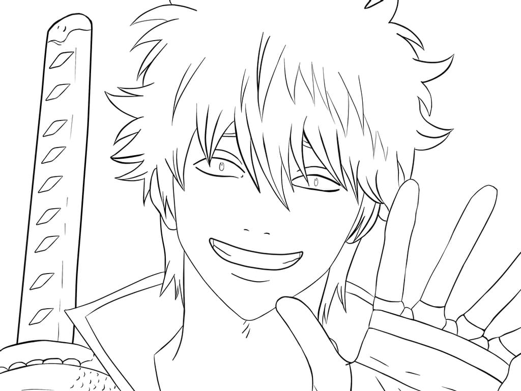 Sakata Gintoki in Anime Gintama coloring page