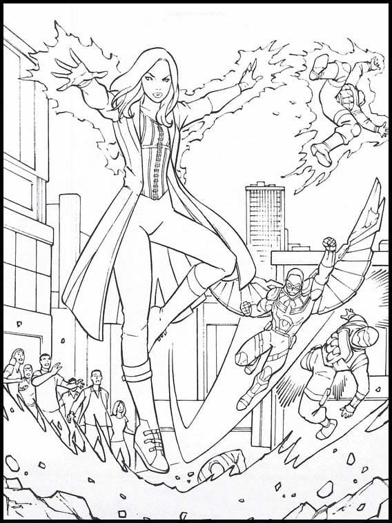 Scarlet Witch is Fighting coloring page