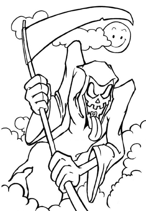 Scary Grim Reaper coloring page