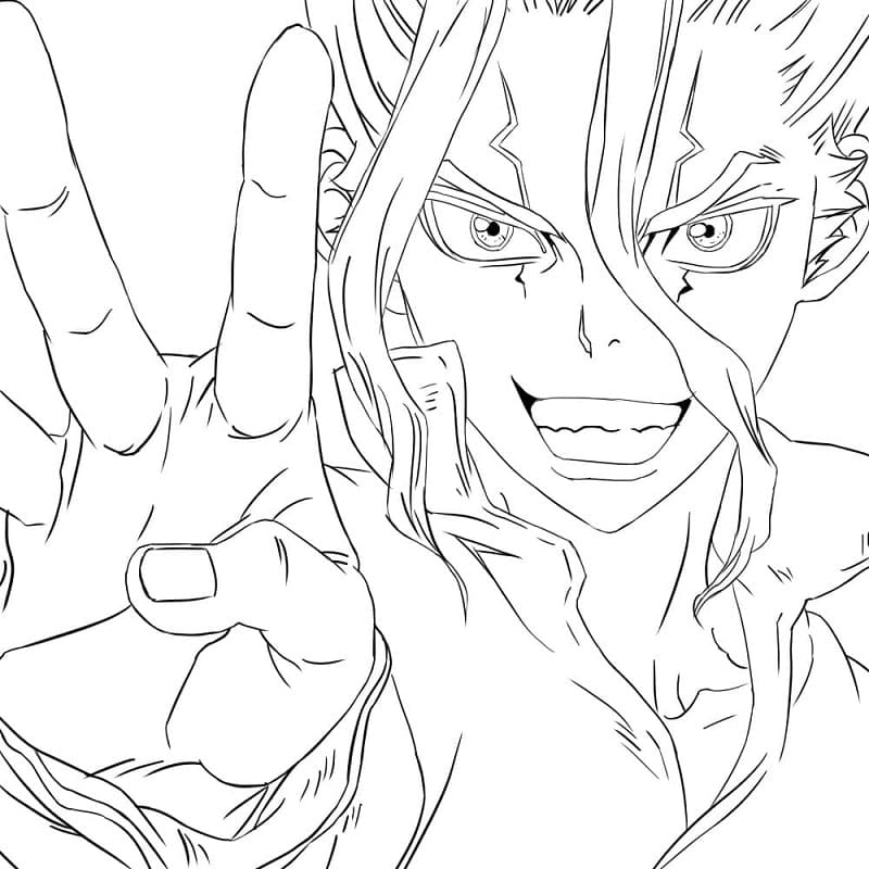 Senku Ishigami Printable coloring page