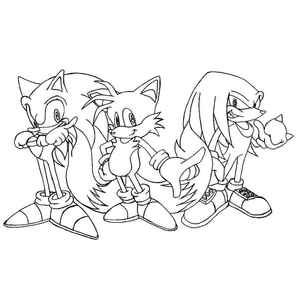 Sonic, Tails and Knuckles coloring page - Download, Print or Color ...