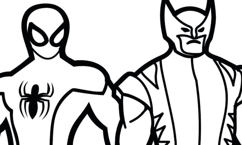 Spiderman and Wolverine coloring page