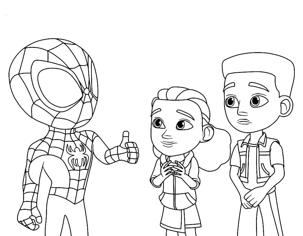 Spidey and Kids coloring page