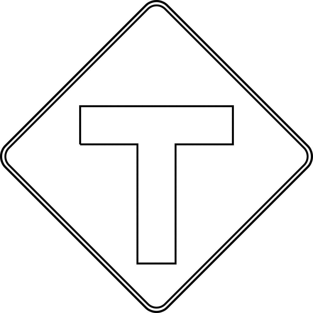 T Junction Road Sign coloring page