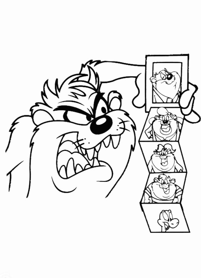 Tasmanian Devil and Pictures coloring page