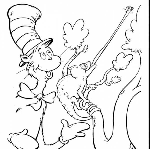 The Cat In The Hat Watches The Chameleon Catch Flies Coloring Page 