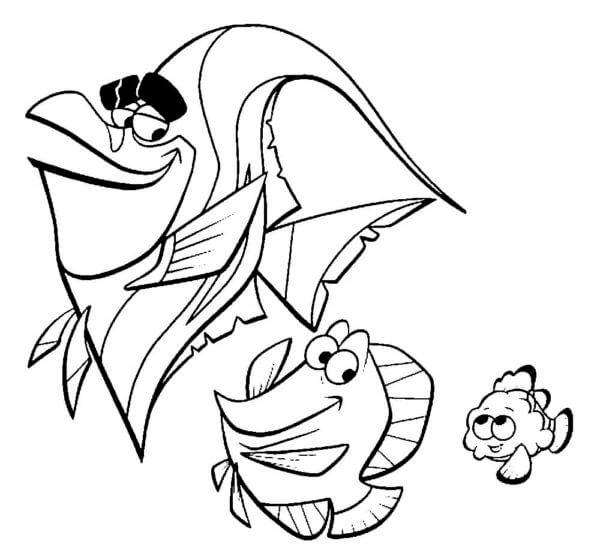 Three Best Friends Who Live in the Sea coloring page