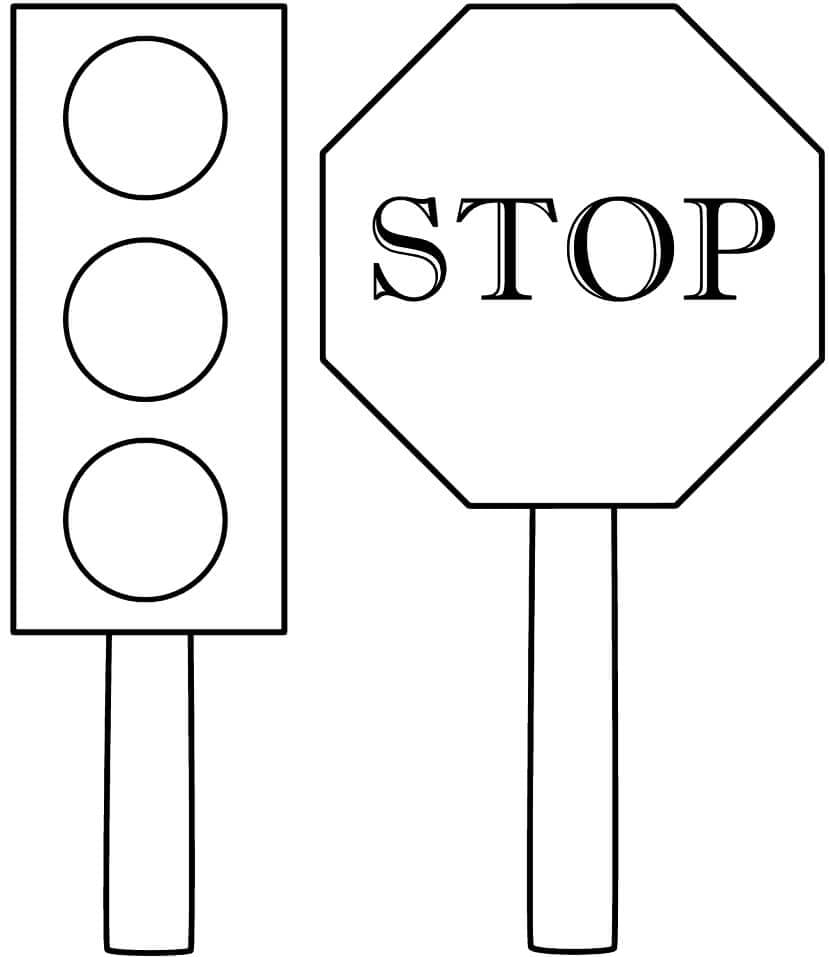 Traffic Light and Stop Sign coloring page - Download, Print or Color ...