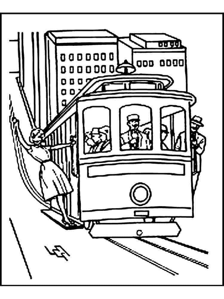 Tram coloring pages