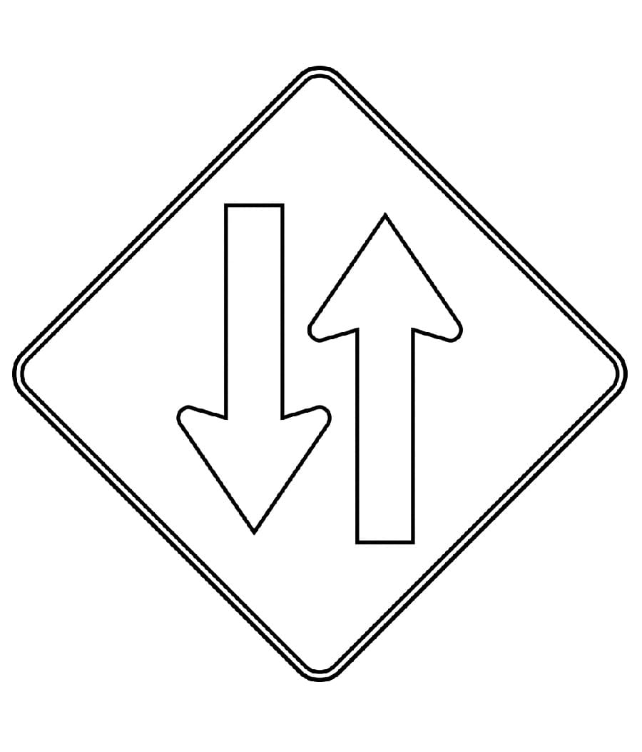 Two Ways Road Sign coloring page