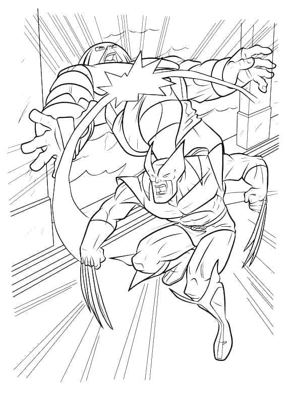 Wolverine Fight coloring page