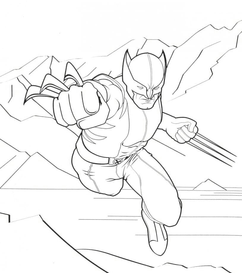 Wolverine is Attacking coloring page