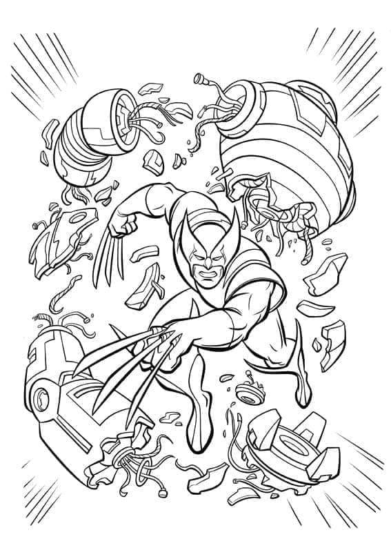 Wolverine vs Robot coloring page