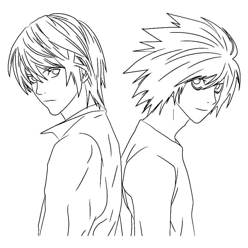 Yagami and L from Death Note coloring page - Download, Print or Color ...
