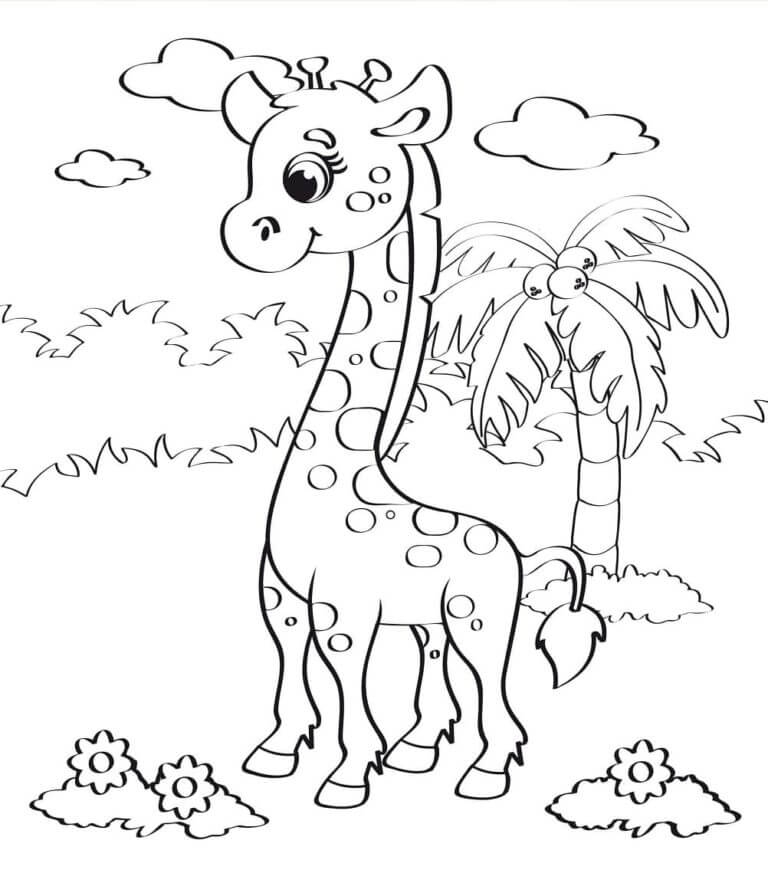 A Little Giraffe Walks Under The Scorching Sun coloring page - Download ...