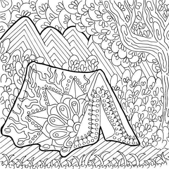 A Tent in Beautiful Patterns coloring page