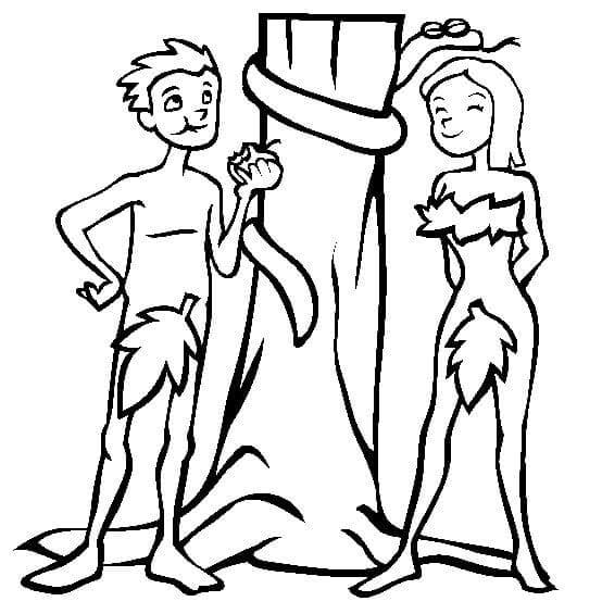 Adam And Eve Covered Themselves With Leaves coloring page