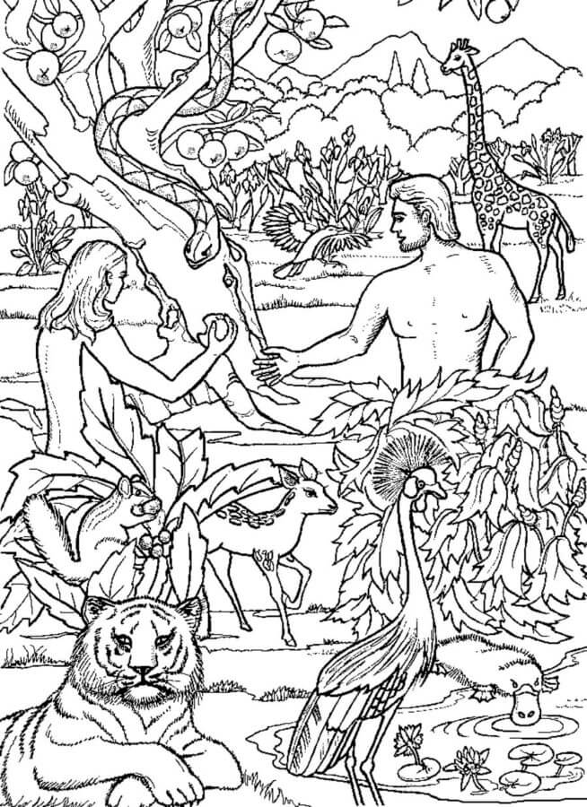 Adam Gives Names to all Life on Earth coloring page