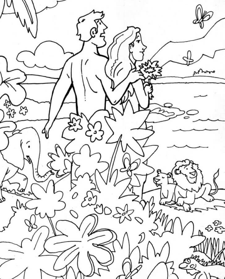 Adam Was Created to Give Names to All Living Things coloring page