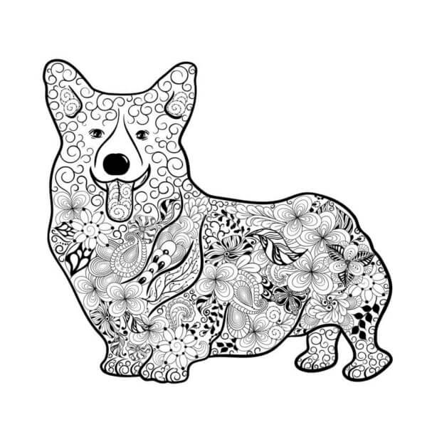 Baby Corgi Mandala coloring page