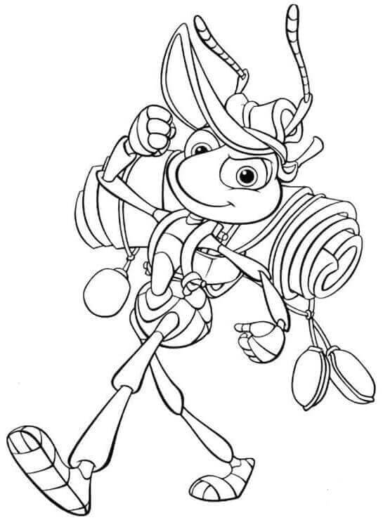 Brave Traveler Grasshopper coloring page